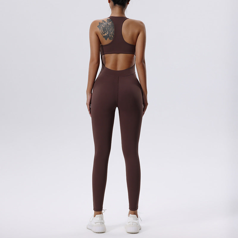 Seamless Yoga Bodysuit with Built-In Bra - Elroigin