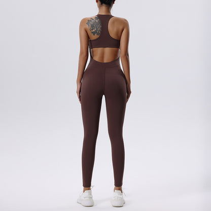 Seamless Yoga Bodysuit with Built-In Bra - Elroigin