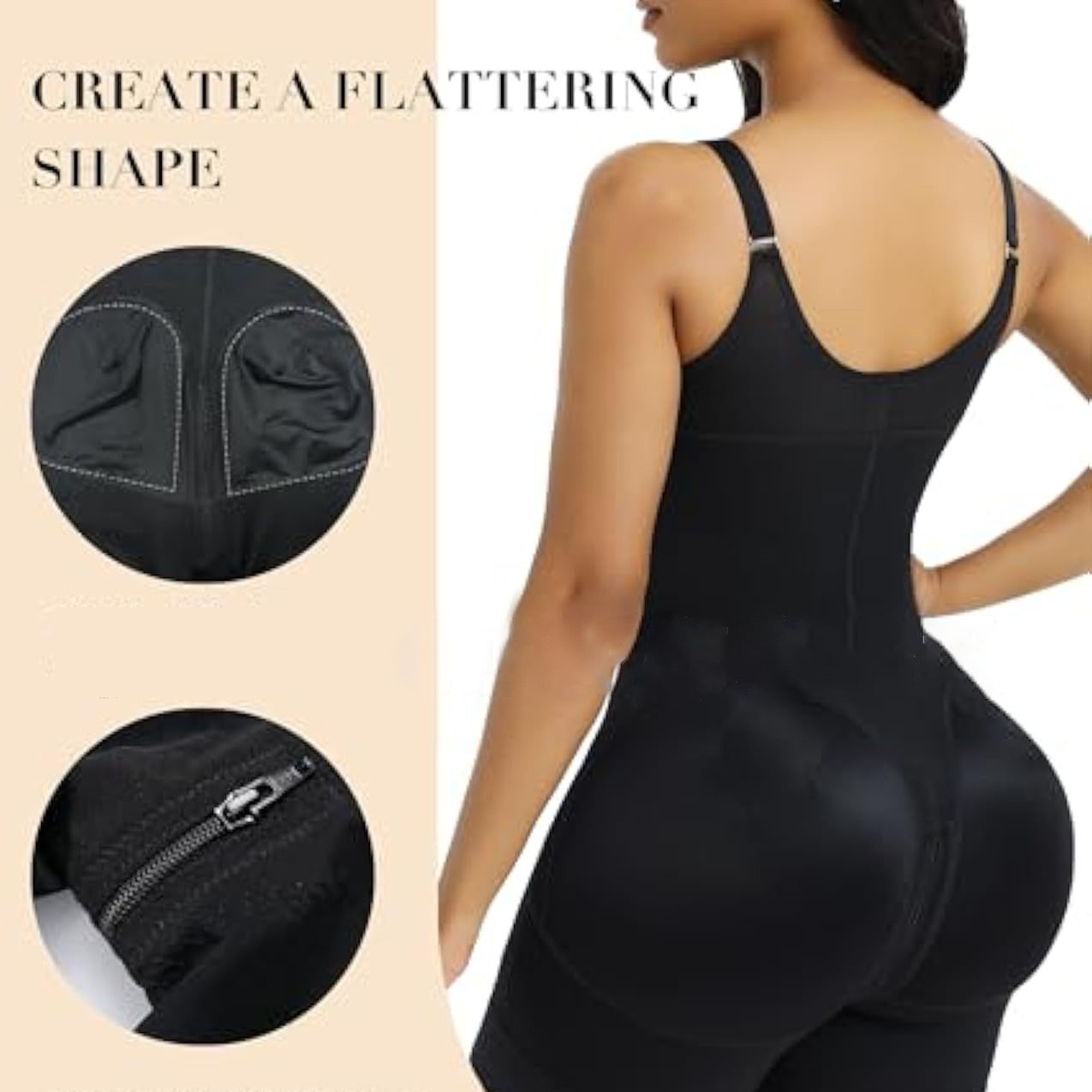 Body Shaper Lift Hips & belly Zipper Bodysuit