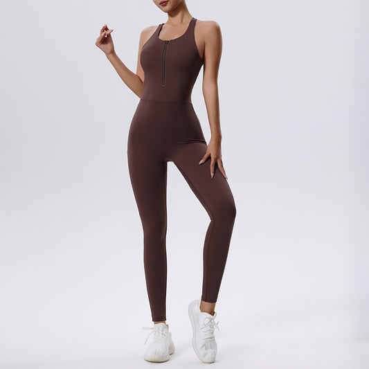 Seamless Yoga Bodysuit with Built-In Bra - Elroigin