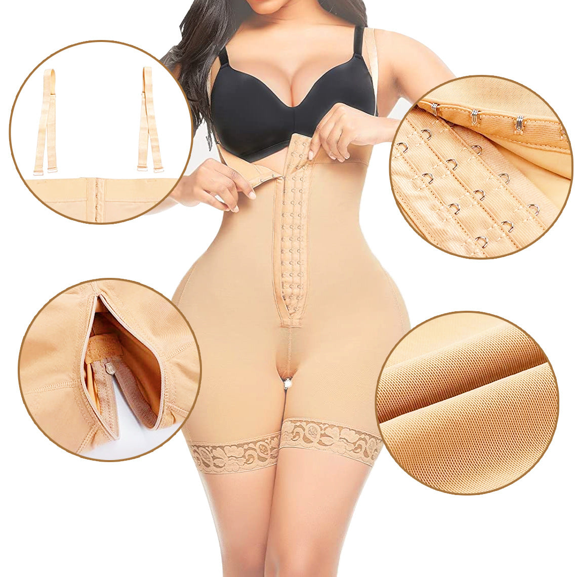 High-Waist Zipper Bodysuit Shaper